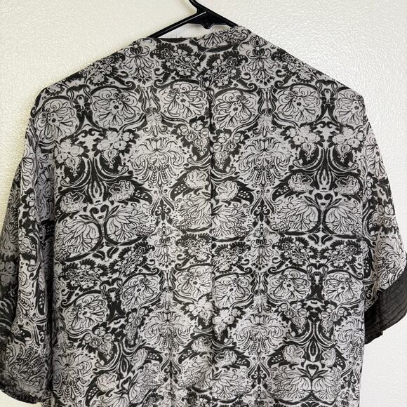 Bryn Walker Jacket Womens XL White Black Cotton Silk Floral Ombre Top Boho - Picture 10 of 12